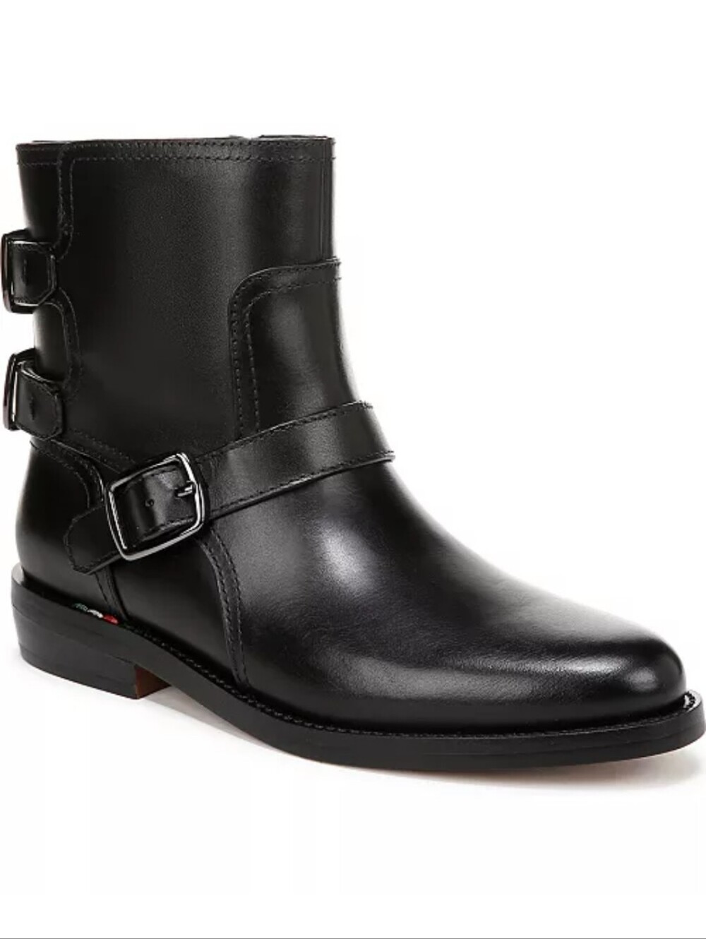Franco Sarto Prina Leather Ankle Boots with Buckles - black